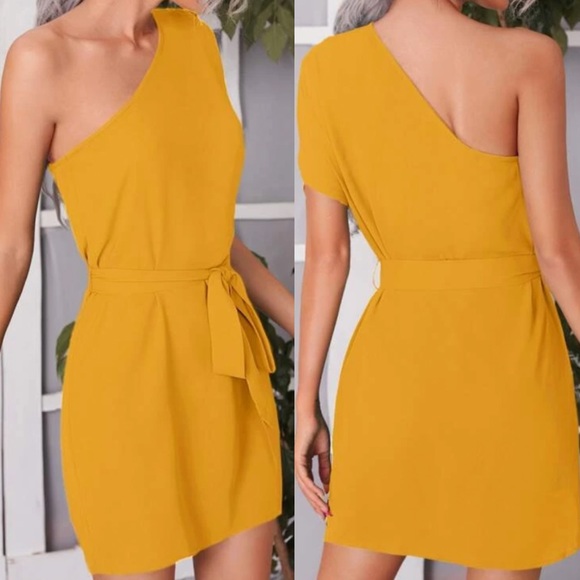 Boho one shoulder belted dress - Picture 10 of 15